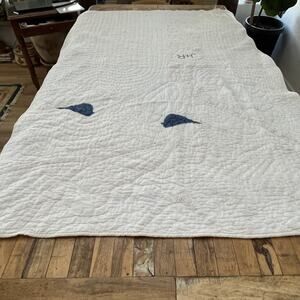 Cotton Quilted Bedspread J+R Tree Embroidery Patchwork 70" x 46"